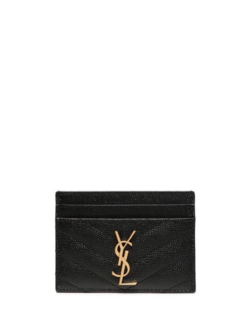 CASSANDRE MATELASSÉ PORTA CARTE IN PELLE GOFFRATA GRAIN DE POUDRE SAINT LAURENT | 423291BOW011000